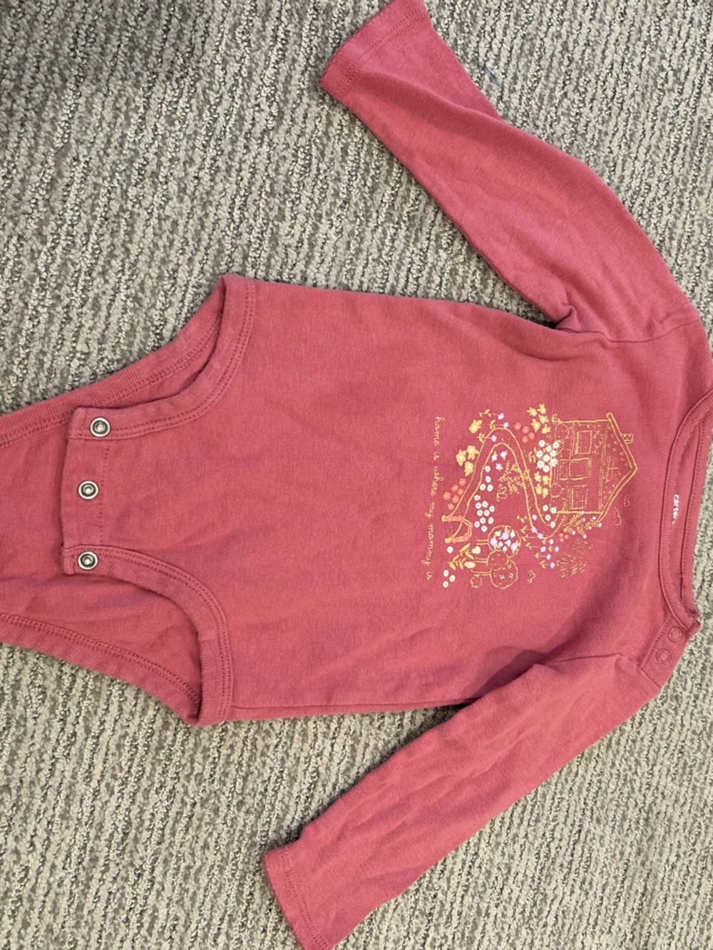 Carter's Dusty Rose Long-Sleeve Bodysuit with Garden House Print